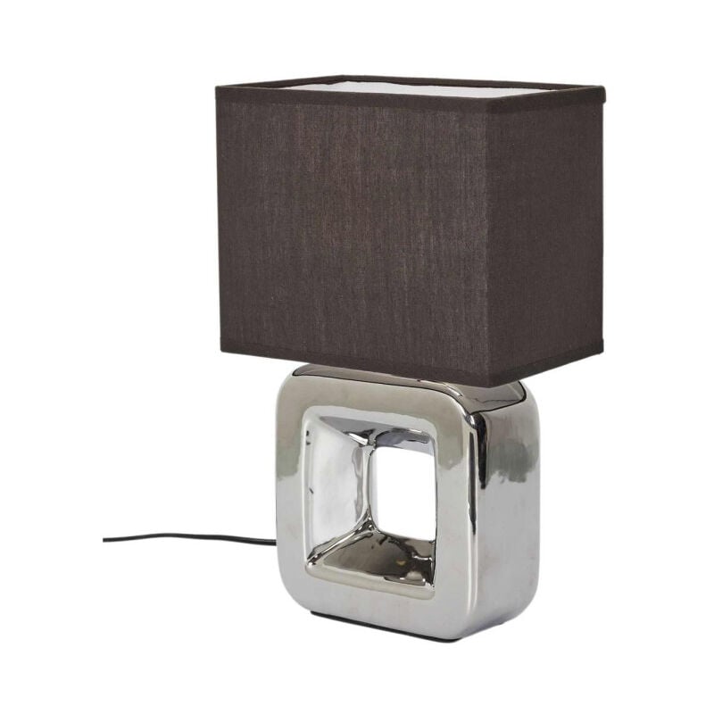 Paris Prix - Lampe à Poser en Porcelaine 'Chromée' 32cm Argent