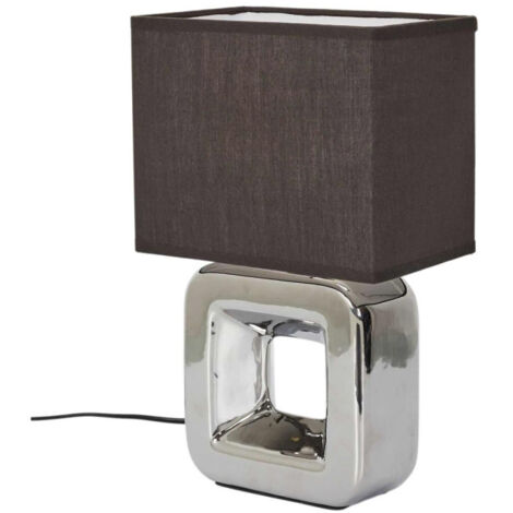 Lampe à Poser en Porcelaine "Chromée" 32cm Argent