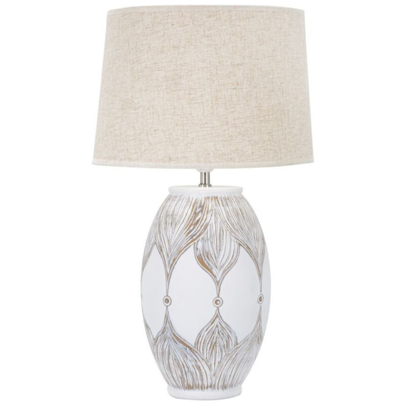 Lampe à Poser en Résine "Atene" 67cm Blanc & Naturel
