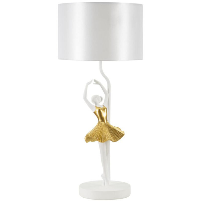 Lampe à Poser en Résine "Dancer" 64cm Blanc & Or