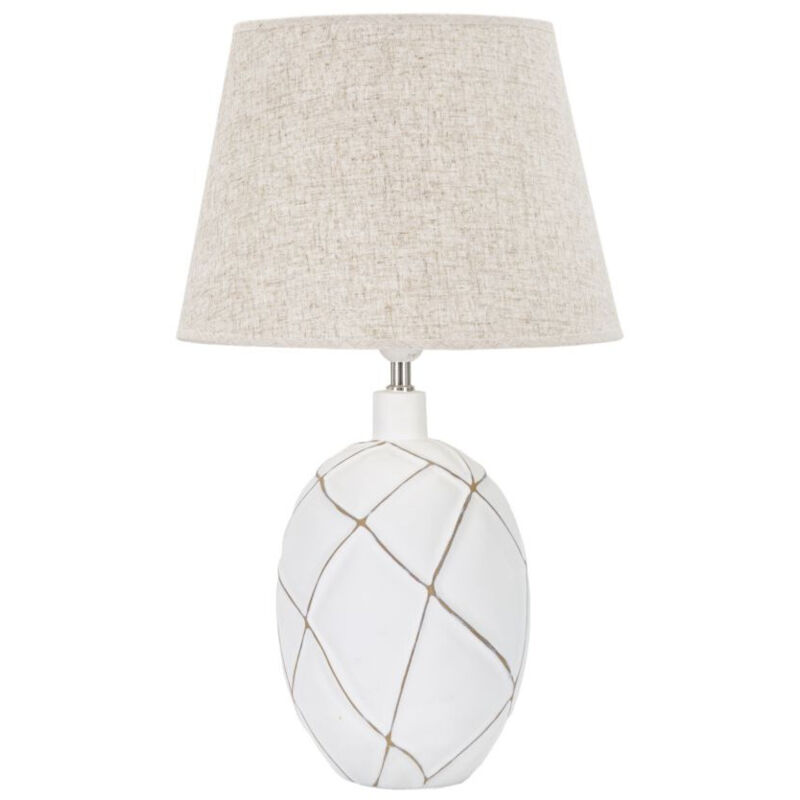 Lampe à Poser en Résine "Lines" 60cm Blanc & Naturel Lampe à Poser en Résine "Lines" 60cm Blanc & Naturel