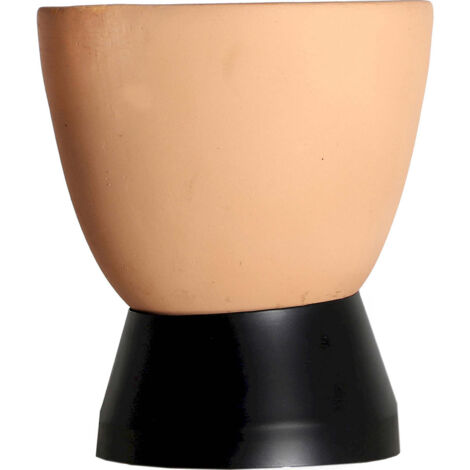 Lampe à poser en terre cuite noire style éclectique raffiné - Noir terracotta et fer brun