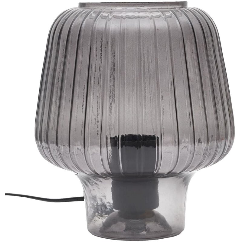 Altobuy - Lampe à Poser en Verre Fumé Embossé Noir Forme Champignon