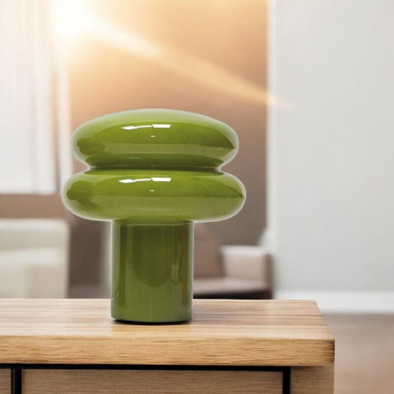 Lampe à poser en verre kaki pop