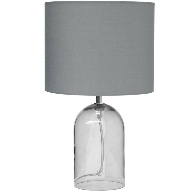 Beliani - Lampe de Chevet Lampe de Table Grise en Verre et Tissu Abat-jour Rond E27 Max 40W Design Minimaliste pour Salon Moderne