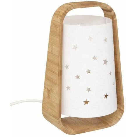 Lampe à Poser Enfant Étoiles Ajourées 26cm Blanc