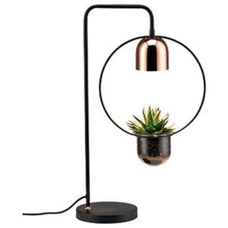 Lampe à poser Fanja - 20W Max - GU10 - 230V - Noir/Cuivre - Sans ampoule