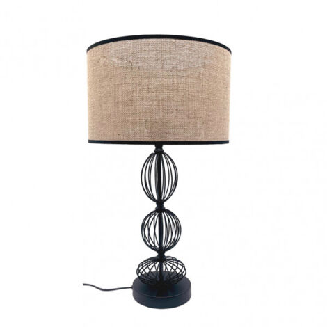 Lampe à poser fionn 1xe27 noir pant.lin beige 56x32x32 cm