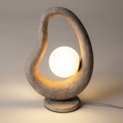 Lampe à poser grise effet béton – globe central LULING