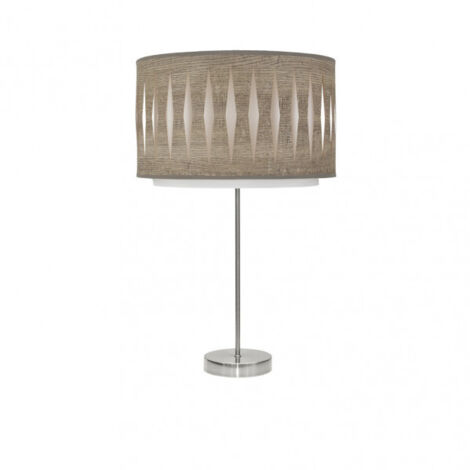 Lampe à Poser Haute Alexandra 1xe27 Nickel/Bois Gris 61x30x30 Cm