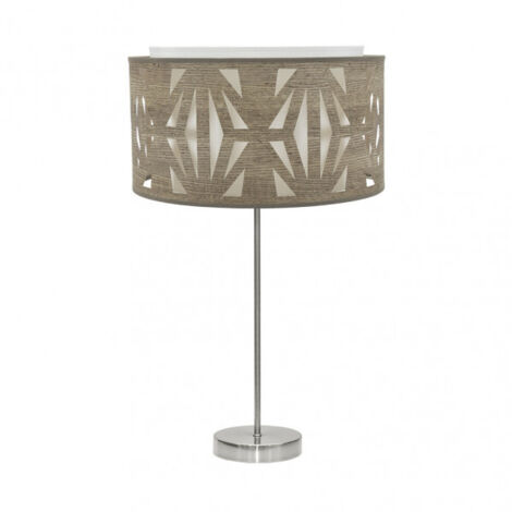 Lampe à Poser Haute Katerina 1xe27 Nickel/Bois Gris 61x30x30 Cm