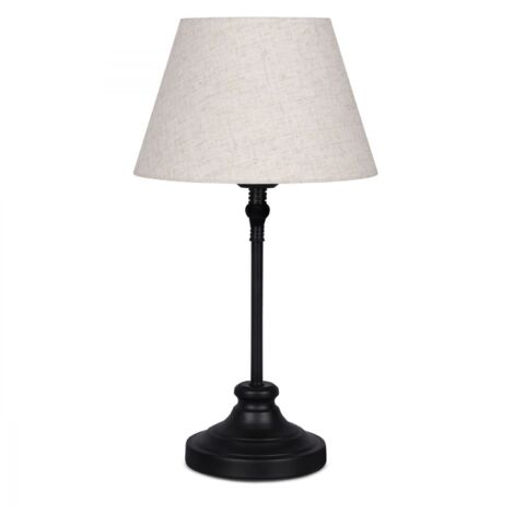 Lampe à poser Hongan H48cm Métal Noir et Tissu Blanc crème