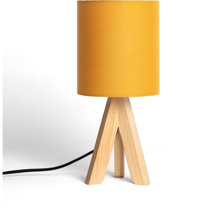 Ledkia - Lampe à Poser Bois Kanuni Moutarde