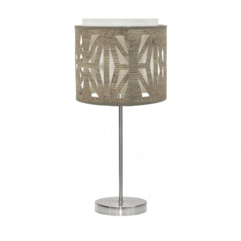 Lampe à poser katerina 1xe14 nickel/bois gris 42x17x17 cm