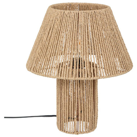 Lampe à poser, lampadaire droit coloris beige et métal coloris noir - Diamètre 32 x Hauteur 38 cm -PEGANE-