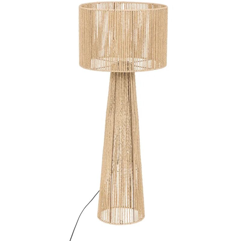 Pegane - Lampe à poser, lampadaire droit en papier/métal coloris naturel - Diamètre 38 x Hauteur 97 cm