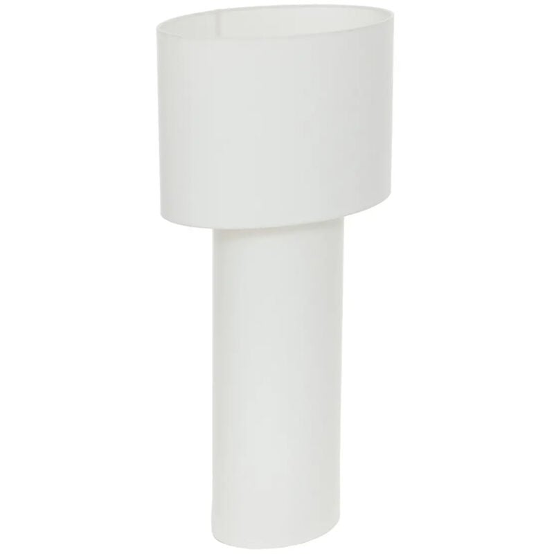 Lampe à poser, lampadaire droit en Polyester et Acier coloris blanc - Longueur 58 x Profondeur 37,5 x Hauteur 115 cm