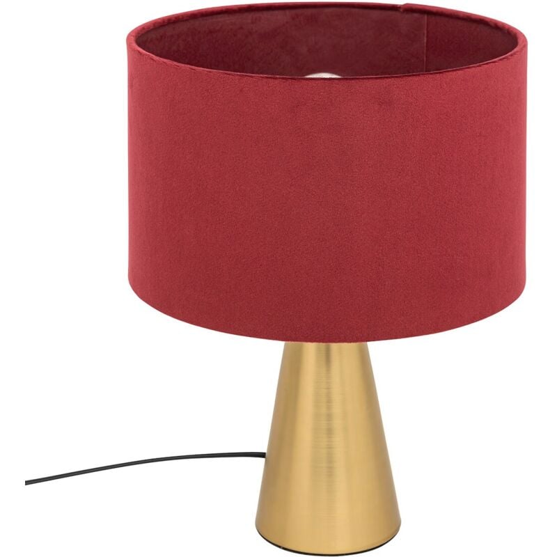 Lampe à poser, lampadaire en velours coloris bordeaux et métal doré - diamètre 27 x Hauteur 35 cm
