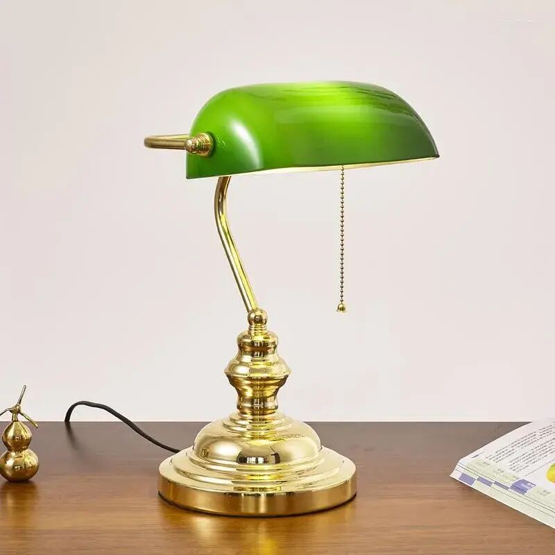 Lampe à poser, Lampe de banquier ancienne Vert-RAPANDA