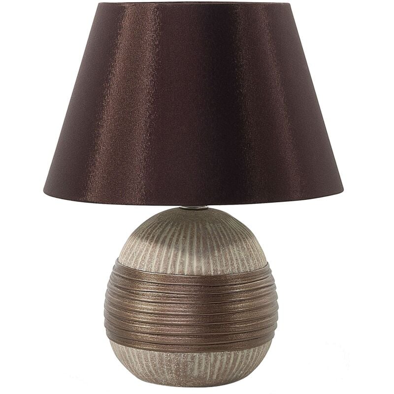 Beliani - Lampe de Table en Céramique et Tissu Viscose Marron Intemporel Style Classique Sado