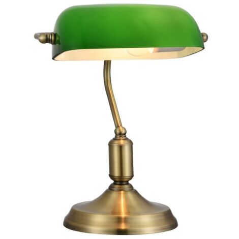 Lampe à poser lampe de table lampe de banquier lampe de banquier bureau laiton vert E27