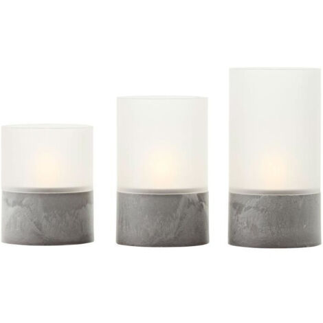Lampe à poser LED Brilliant BOUGIE lot de 3 Gris/Blanc mat 2500K IP44