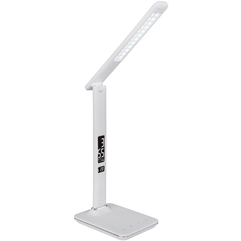 Lampe de bureau led lampe de bureau aspect cuir chromé date heure gradateur tactile
