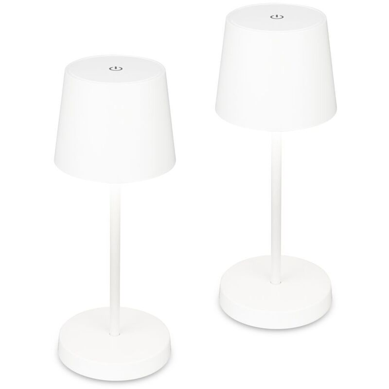 Lot de 2 lampes a poser LED rechargeables 2.6W 10.5x26cm Cylindriques 150lm 3000K Blanc chaud IP44 Tactiles dimmables Blanc Lampes de table Salon Lot de 2 lampes a poser LED rechargeables 2.6W 10.5x26cm Cylindriques 150lm 3000K Blanc chaud IP44 Tactiles dimmables Blanc Lampes de table Salon