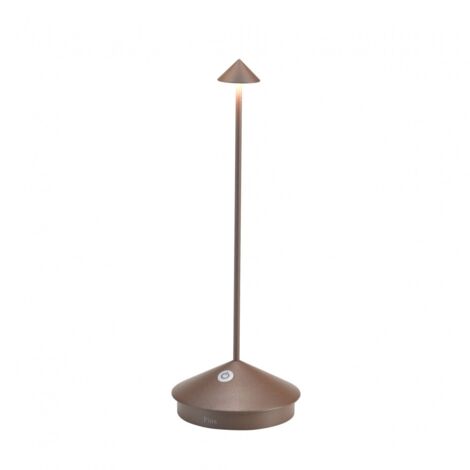 Lampe à poser LED rechargeable dimmable 2,2W – IP54 – Température de couleur 3000K – Aluminium Corten – Ø10,5 x 29 cm – Zafferano