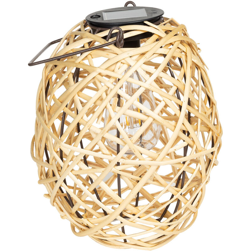 Lampe à Poser led Extérieure Solaire Rotin Baihar Naturel