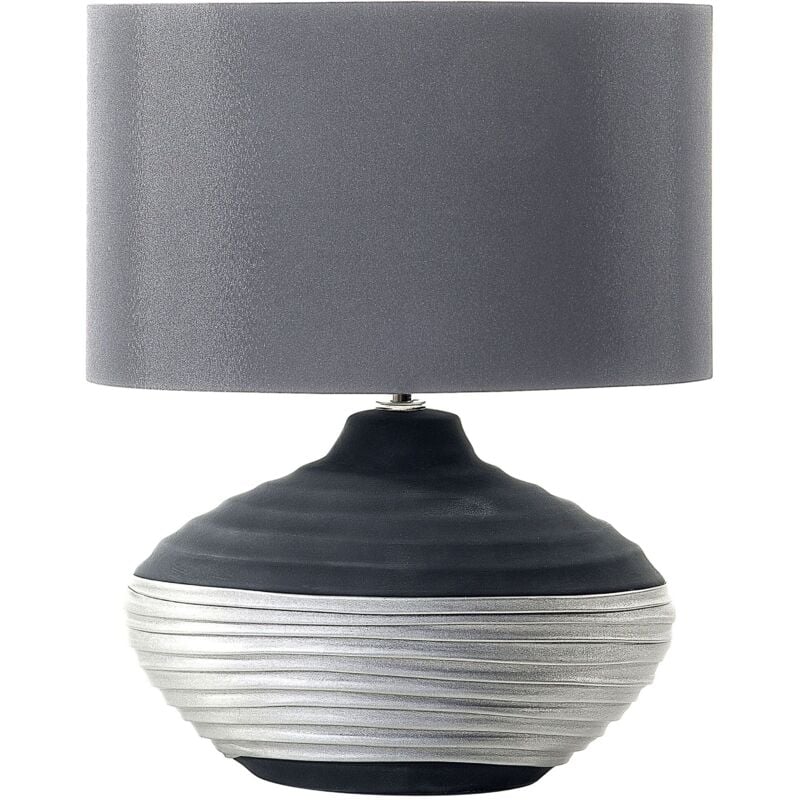 Beliani - Lampe à Poser E27 Max 60W en Porcelaine Grise Base Design en Toupie Chic Lima