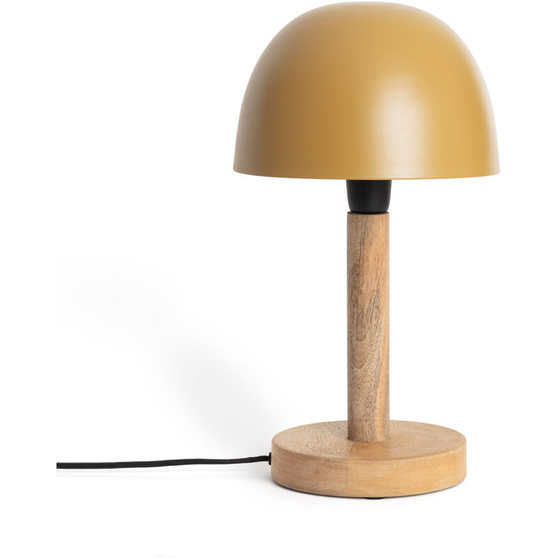 Efectoled - Lampe à Poser Métal et Bois Mallavi Jaune