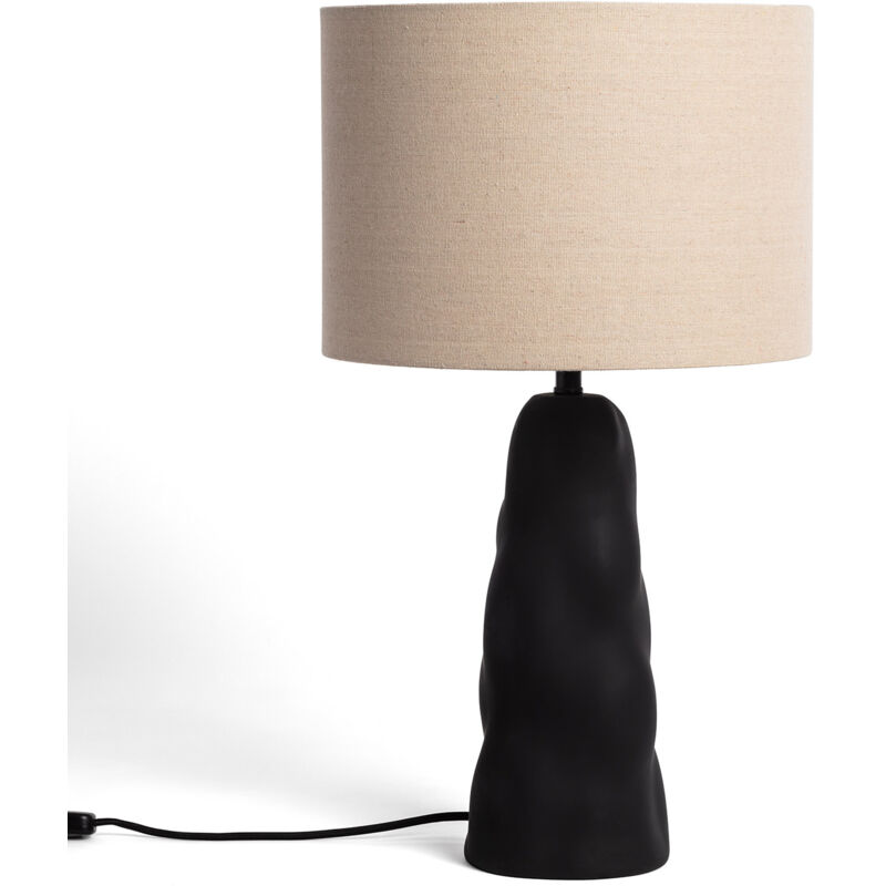 Ledkia - Lampe à Poser Métal et Lin Criss Noir