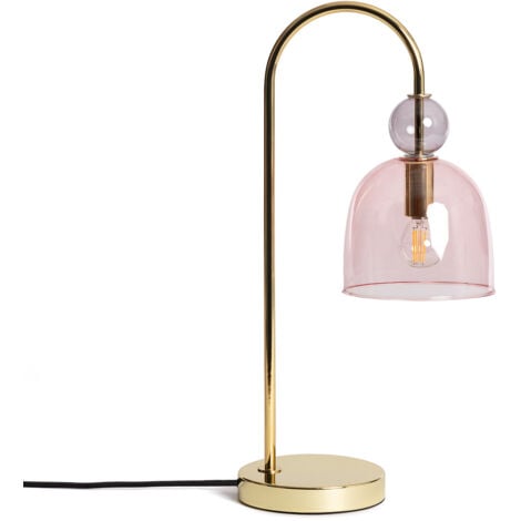 LEDKIA Lampe à Poser Métal et Verre Baudelaire Rose