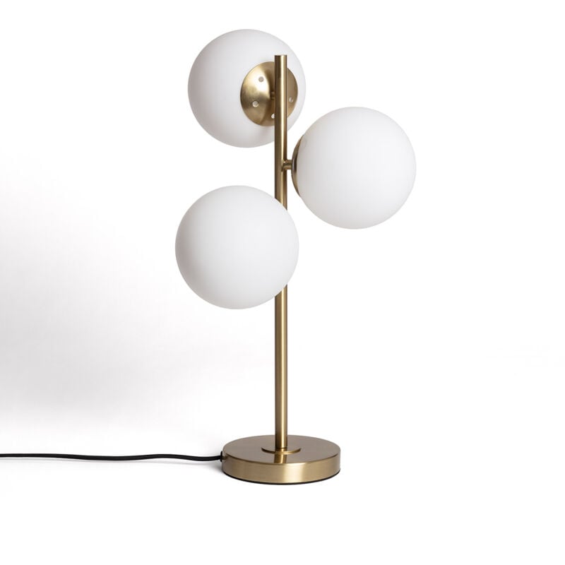 Ledkia - Lampe à Poser Métal et Verre Moonlight Brass 3 Spots Doré