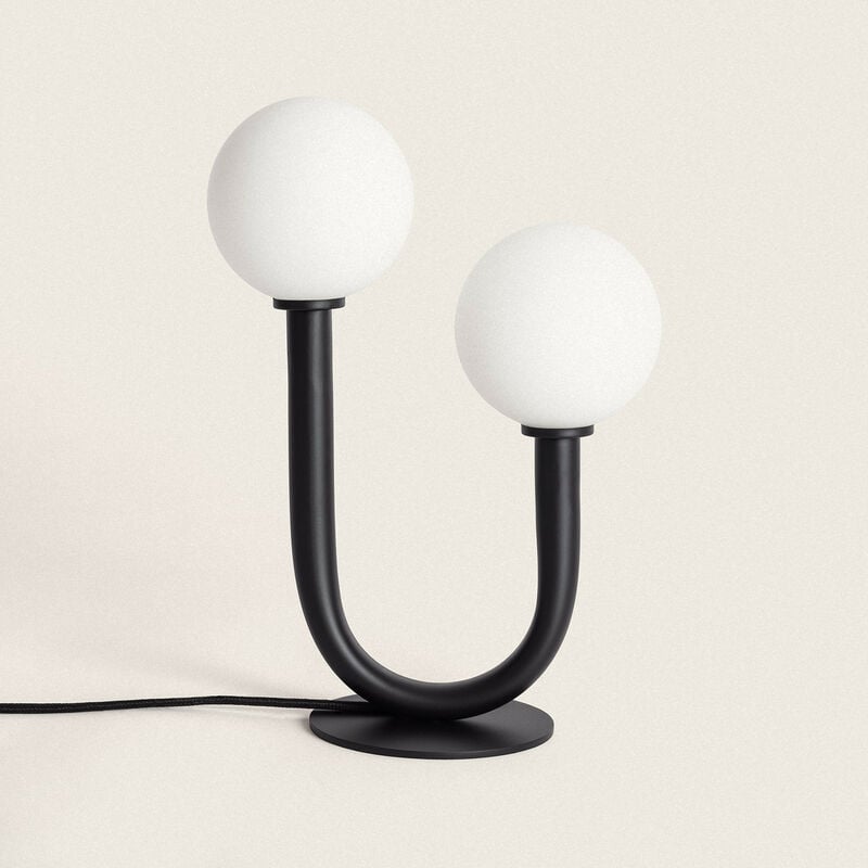 Ledkia - Lampe à Poser Métal et Verre Zeina Noir - Noir