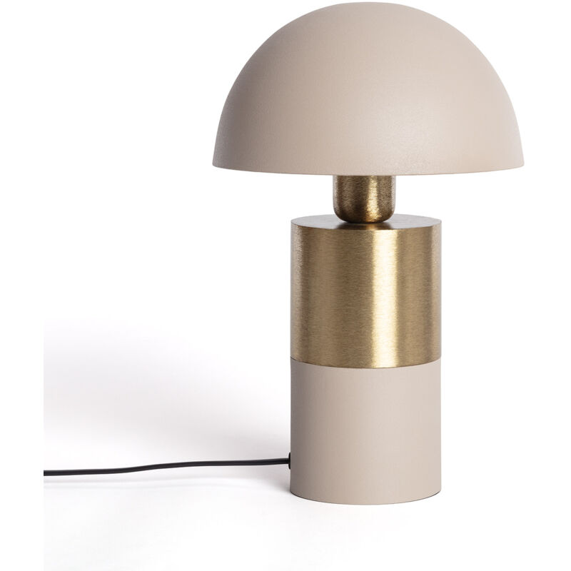 Ledkia – Lampe à poser métal lis beige – Abat-jour hémisphérique – Douille E27 pour ampoule personnalisable – Finition or satiné et gris pierre Ledkia – Lampe à poser métal lis beige – Abat-jour hémisphérique – Douille E27 pour ampoule personnalisable – Finition or satiné et gris pierre