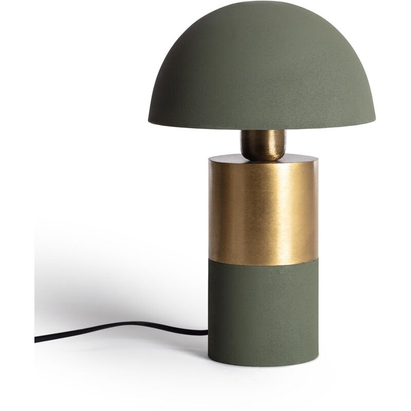Ledkia – Lampe à poser métal lis vert olive – Abat-jour hémisphérique gris – Douille E27 pour ampoule personnalisable – Design élégant pour salons et Ledkia – Lampe à poser métal lis vert olive – Abat-jour hémisphérique gris – Douille E27 pour ampoule personnalisable – Design élégant pour salons et