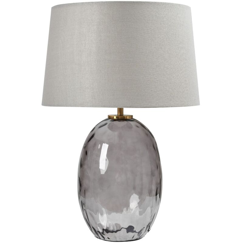 Beliani - Lampe à Poser Moderne Minimaliste Base en Verre Abat-Jour Tambour en Tissu Gris Bonelli