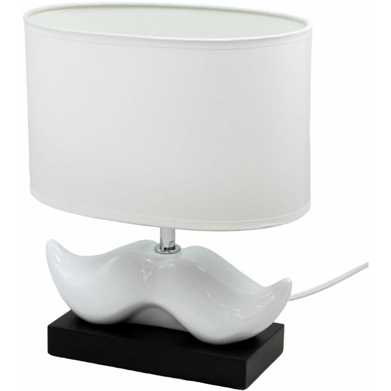Corep - Lampe a poser Moustache ceramique noir et blanc Luminaire led chevet chambre salon