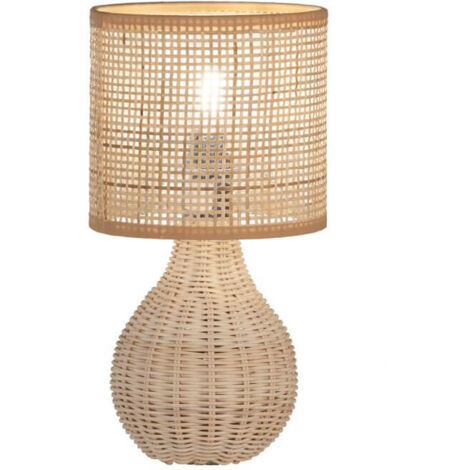 Lampe à poser NATURE E14 1x25W bois de vigne, corde de vigne naturelle H: 31cm Ø16cm avec interrupteur cordon