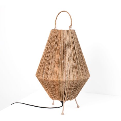 Lampe à poser naturelle en jute "Ross" - E27 - Noir