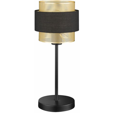 Lampe à poser noir or métal lampe de table chambre lampe de chevet noir or, fer acier, douille E27, DxH 20x44 cm, Wofi 11774