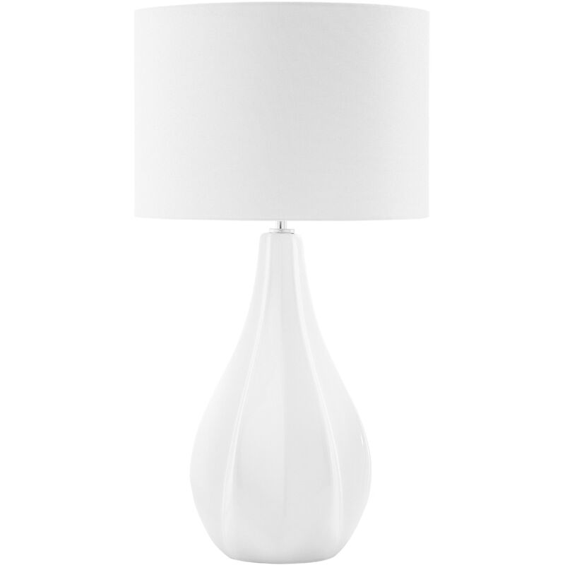Beliani - Lampe à Poser E27 Max 60W en Porcelaine Blanc et Beige Clair Base en poire Santee