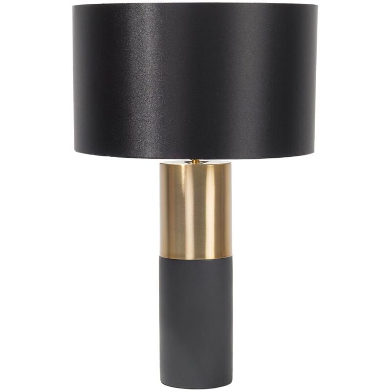 Beliani - Lampe à Poser Lampe de Table en Métal Gris et Doré avec Abat-jour Cylindrique Noir E27 Max 40W pour Chambre ou Salon au Design Moderne