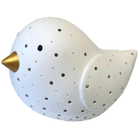 Lampe à poser oiseau en porcelaine blanche 24 cm