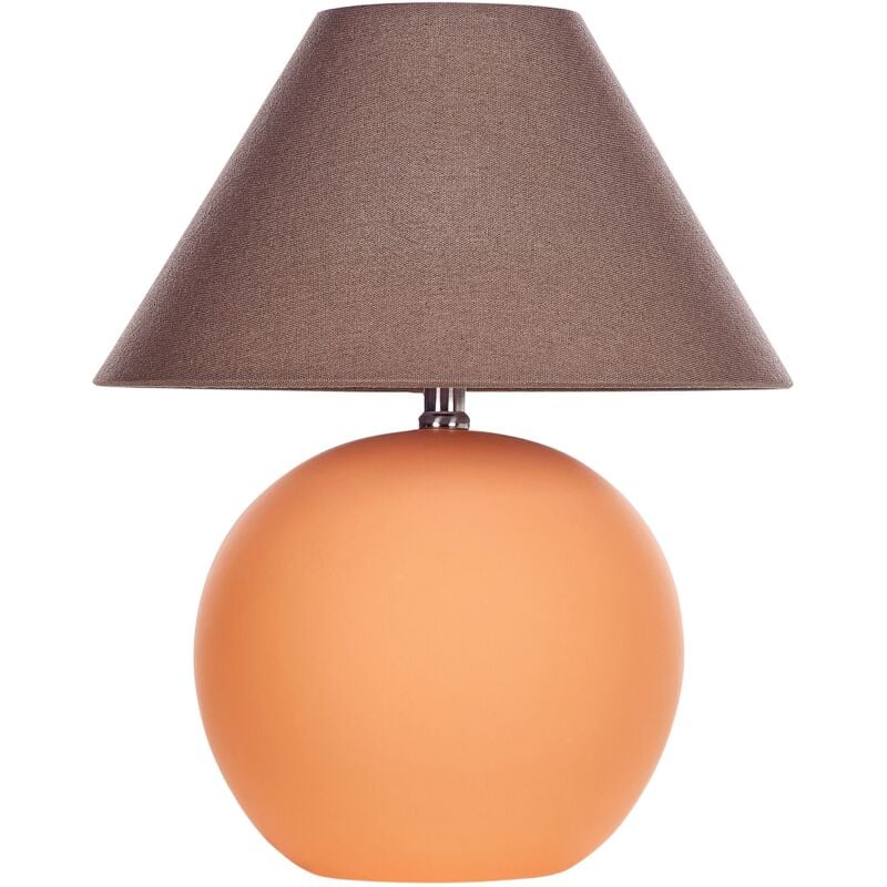 Beliani - Lampe à Poser Orange en Céramique Abat-Jour Conique en Lin Peint à la Main Limia