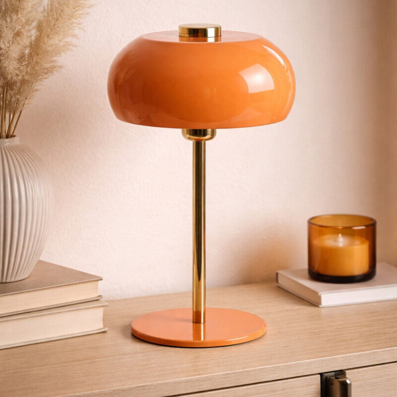 Grande lampe à poser orange et doré Surin