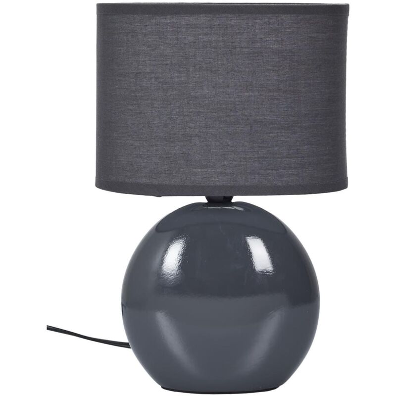 Lampe à poser ovale porcelaine gris anthracite (H30cm)