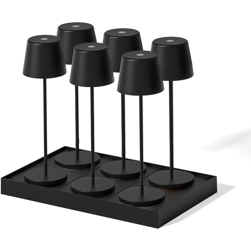 Lumisky - 6 lampes led avec plateau de chargement kelly Noir Metal H38CM